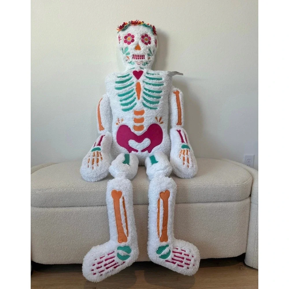 Dia de Los Muertos Sugar Skull Skeleton Large Figural Pillow Day of the Dead NEW